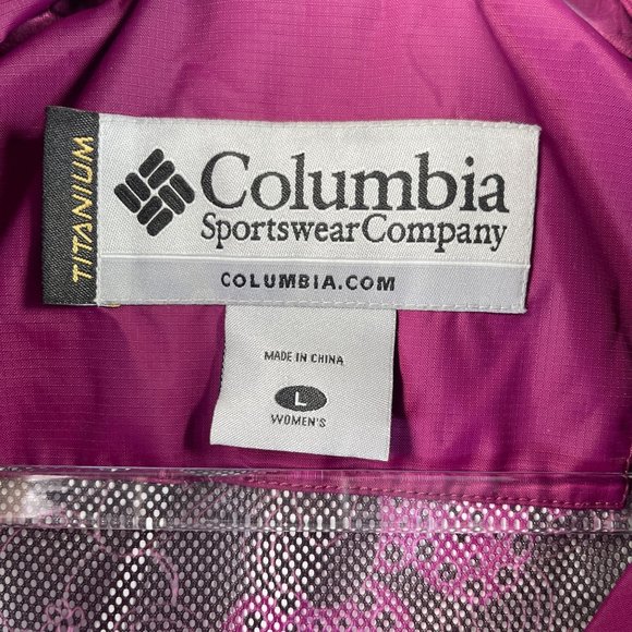 COLUMBIA Womens L Waterproof Jacket Berry Purple Lightweight Full Zip Hooded - Picture 5 of 14